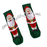CARNAVAL SOCKS Yılbaşı Özel Noel Baba El Ele Tutuşan Çorap, Unisex, Pamuk, 3D Kol Detaylı, Yeşil, Kırmızı, Beyaz 37-47 arası