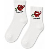 Carnaval Socks You Are Hot Acı Biber Desenli Beyaz Yarım Konç Kısa Çorap - Standart - Çok Renkli