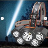 Carnivalland F-T21 Model 4 Fonksiyonlu Ultra Güçlü 5 LED Kafa Lambası Kampçı Balıkçı Bisiklet Kafa Feneri - Siyah - 15 W
