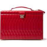Caroline Extra Large Deri Takı Kutusu 43 Bölmeli Seyahat Çantalı 42X28X38 cm - Kırmızı