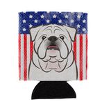 Caroline's Treasures BB2150CC Amerikan Bayrağı ve Beyaz İngiliz Bulldog Can veya Şişe Hugger, Can Cooler Sleeve Hugger Makinede Yıkanabilir İçecek Kılıfı Hugger Katlanabilir İzolatör İçecek Yalıtımlı