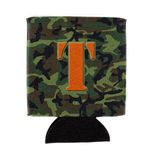 Caroline's Treasures CJ1030-TCC T Harfi Monogram - Camo Yeşil Kutu veya Şişe Tutucu, Can Soğutucu Kol Hugger Makinede Yıkanabilir İçecek Kılıfı Hugger Katlanabilir İzolatör İçecek Yalıtımlı Tutucu,