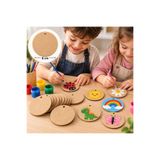 CARON CHOCOLATE 30’lu Paket 8 Cm Yuvarlak MDF Magnet Tahtası 3 mm Naturel Ham Ahşap, Boyanabilir
