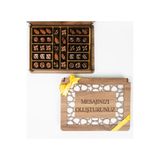 CARON CHOCOLATE Kişiye Özel Ahşap Kutuda 40'lı Sütlü - Bitter Karışık Special Hediyelik Çikolata Sedef Desenli