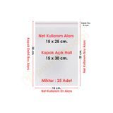 CarpCorn 15x25+5 Cm. (15*30) 25 Adet Şeffaf Bantlı Yapışkanlı Jelatin Poşet
