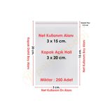 Carpcorn 3X15+5 Cm. (3*20) 250 Adet - Şeffaf Bantlı Yapışkanlı Opp Jelatin Poşet