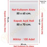 Carpcorn 50x65+5 cm.(50x70) 100 Adet Şeffaf Bantlı Yapışkanlı Jelatin Poşet