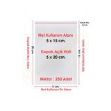 CarpCorn 5x15+5 Cm (5*20) 250 Adet - Şeffaf Bantlı Yapışkanlı Opp Jelatin Poşet