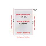 Carpcorn 6x8+4 Cm. (6*12) 100 Adet - Şeffaf Bantlı Yapışkanlı Opp Jelatin Poşet