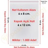 Carpcorn 6x8+4 CM. (6X12) 1. 000 Adet Şeffaf Bantlı Yapışkanlı Opp Poşet