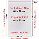 CarpCorn 8,5x10+5 cm.(8,5x15) 50 Adet Şeffaf Bantlı Yapışkanlı OPP Poşet