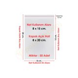 CarpCorn 8x15+5 cm.(8x20) 50 Adet Şeffaf Bantlı Yapışkanlı OPP Poşet