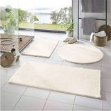 Carpet 3'lü Banyo Halısı Peluş Post Halı Klozet Takımı Krem Rengi 50X90/50X60/50X50 (Yuvarlak)
