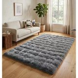 Carpet Dekor Bubble Yumuşak Suni Tavşan Tüyü Halı Antrasit