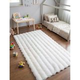 Carpet Dekor Bubble Yumuşak Suni Tavşan Tüyü Halı Beyaz
