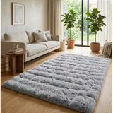 Carpet Dekor Bubble Yumuşak Suni Tavşan Tüyü Halı Gri