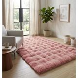Carpet Dekor İthal Bubble Yumuşak Suni Tavşan Tüyü Halı Pudra-Pembe