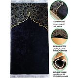 Carpetella 3 CM Kalın Süngerli Ortopedik Seccade Diz Ağrıtmaz Namazlık - Bej - Siyah - 70 x 120 cm