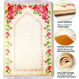 Carpetella 3 CM Kalın Süngerli Ortopedik Seccade Diz Ağrıtmaz Namazlık - Pembe - 70 x 120 cm