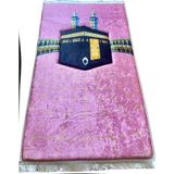 Carpetella 3 cm Kalın Süngerli Seccade Pembe Kabe Desenli Diz Ağrıtmaz Namazlık - 70X120 cm - Beyaz - 70 x 120 cm