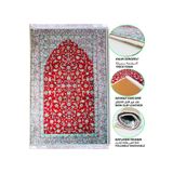 Carpetella 3cm Kalın Süngerli Diz Ağrıtmaz Kadife Halı Seccade Bordo Vintage Namazlık Katlanabilir Diz Ağrıtmaz