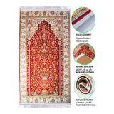 Carpetella 3cm Kalın Süngerli Yumuşak Seccade Yıkanabilir Çeyizlik Hediyelik Namazlık Kırmızı Klasik (70X120CM)