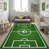 Carpettex Futbol Sahası Desenli Çocuk Odası Halısı – Kaymaz Tabanlı Yıkanabilir Dijital Baskı Halı Dijital Yeşil