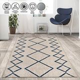 Carpettex İskandinav Tarzı Sonsuz Karo Desenli Krem Kaymaz Taban Makinada Yıkanabilir 60x100 cm Halı