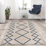 Carpettex İskandinav Tarzı Sonsuz Karo Desenli Krem Kaymaz Taban Makinada Yıkanabilir 80x120 cm Halı