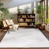 Carpettex Kabartmalı Yumuşak Dalga Desenli Iskandinav Bohem Tarzı Halı Krem Tonlarında - 240 x 340 cm