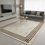 Carpettex Kahve Bej Modern Çerçeve Desenli Dijital Baskılı Halı – Kaymaz Tabanlı, Minimal Dokulu Şık Salon Ve Oda Halısı Kahverengi