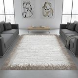 Carpettex Kahve Beyaz Modern Geçişli Dijital Baskılı Halı – Kaymaz Tabanlı, Minimal Dokulu Şık Salon Ve Oda Halısı Kahverengi