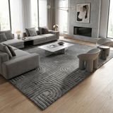 Carpettex Koyu Gri Modern Geometrik Desenli Dijital Baskılı Kaymaz Tabanlı Yıkanabilir Antibakteriyel Halı - 100 x 150 cm