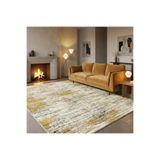 Carpettex Krem Hardal Sarısı Salon Halısı Modern Dokulu Dijital Baskılı Kaymaz Tabanlı Halı Dijital Baskı Halı