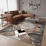 Carpettex Krem Ve Bakır Renklerde Modern Geometrik Desenli Dijital Baskılı Halı – Kaymaz Tabanlı, Üçgen Ve Elmas Formlu Şık Salon Ve Oda Hal Kahverengi