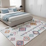 Carpettex Krem Ve Çok Renkli Boho Motifli Otantik Dijital Baskı Halı – Kaymaz Tabanlı, Geometrik Desenli Dekoratif Salon Halısı