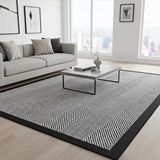 Carpettex Siyah Gri Modern Çizgili Dijital Baskılı Halı Kaymaz Taban Minimal Şerit Desenli Salon Ve Oda Halısı
