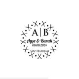 Çarpı Ve Noktalı Çerçeveli Yuvarlak Mühür Kına Nişan Düğün 3X3 Cm Özel Etiket / 50 Adet Sticker