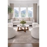 Carpinus Modern Orta Sehpa,Traverten Yuvarlak Tabla, 70 cm Ahşap Ayaklı Salon Sehpası