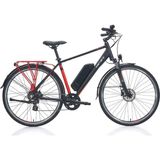 Carraro E-Life 2.1 28 Jant 7 Vites Hidrolik Disk Fren 470H Elektrikli Bisiklet - Mat Siyah, Kırmızı, Gümüş - Siyah - Kırmızı