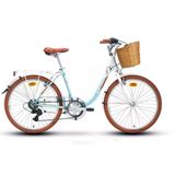 Carraro Juliana 24"Jant 7 Vites 33 Kadro V Fren Bayan Sepetli Şehir Bisikleti Beyaz Turkuaz Kahve