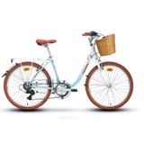 Carraro Juliana 24"Jant 7 Vites 33 Kadro V Fren Bayan Sepetli Şehir Bisikleti Beyaz Turkuaz Kahve