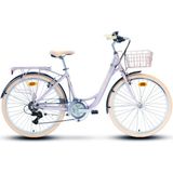 Carraro Juliet 26 21-V Vb Şehir Bisikleti - Mat Metalik-Pembe-Krom-Krem - 43 cm