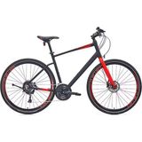 Carraro Sportive 328C Hd - 28 Jant 16'' 44CM (S) Kadro 18 Vites Şehir Bisikleti - Mat Siyah Kırmızı - Mat Siyah - Kırmızı