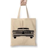 Carro Vintage Araba Bez Çanta Uzun Saplı - Açık Bej - 40 X 40