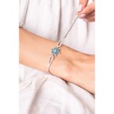 carrot silver 925 Ayar Gümüş Aqua Taşlı Kamelya Çiçeği Bileklik-Hediye Paketli