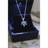 carrot silver 925 Ayar Gümüş Çınar Yaprağı Aqua Taşlı Kolye-Hediye Paketli