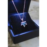 carrot silver 925 Ayar Gümüş Çınar Yaprağı Aqua Taşlı Kolye-Rose Renk-Hediye Paketli