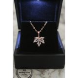 carrot silver 925 Ayar Gümüş Çınar Yaprağı Beyaz Taşlı Kolye-Rose Renk-Hediye Paketli