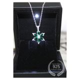 carrot silver 925 Ayar Gümüş Zümrüt Yeşil Kamelya Çiçeği Kolye-Hediye Paketli-Lotus